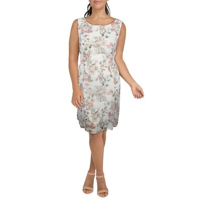 #ad Connected Apparel Womens Chiffon Floral Midi Shift Dress Plus BHFO 7591