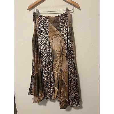 #ad Vintage Velvet Cheetah Print Broomstick Skirt Made In USA Maxi Length Art Deco