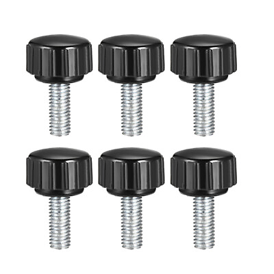 #ad M5 x 15mm Male Thread Knurled Clamping Knobs Grip Thumb Screw on Type 6 Pcs