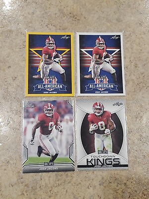 #ad Josh Jacobs Leaf RC Lot 4 cards Alabama Raiders Packers NM MT Free Shipping