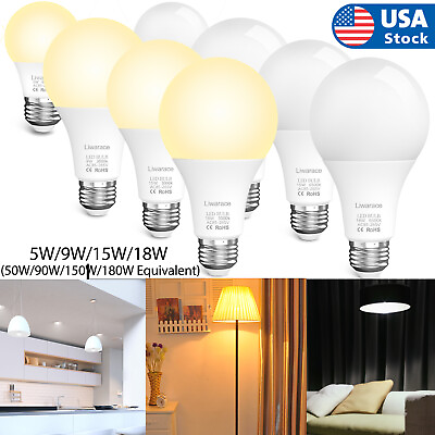 #ad E27 E26 LED Light Bulbs 50 90 150 180 Watt Equivalent Saving Energy Lamp Bulb US