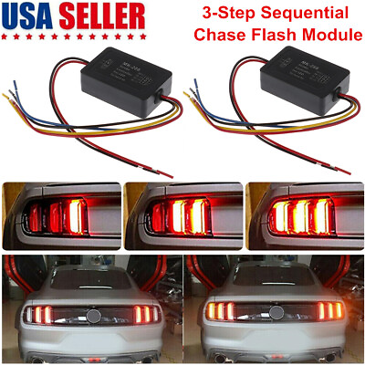 #ad 2X 3 Step Sequential Flow Semi Dynamic Chase Flash Tail Light Module Boxes