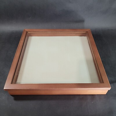 #ad Wooden Display Case Magnetic Closure Cloth Interior Lining 15x15 $49.97