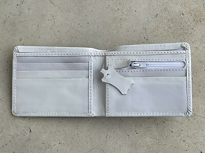 #ad White Card Holder Wallet Genuine Leather Card Holder Bifold Men Handmade Purse