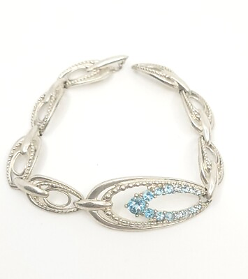 #ad Vintage Carolyn Pollack Blue Topaz Sterling 925 Silver Bracelet 7#x27; 17.52g