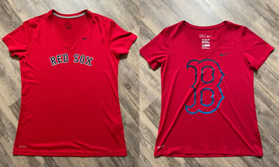 #ad 2 Boston Red Sox Women’s V Neck Nike Dri Fit T Shirts Red Size L MLB