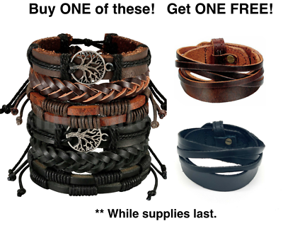 #ad 6pc Set Braided Leather Men Women Rope Bracelet Wristband Bangle Tribal Gift