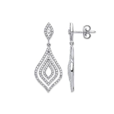 #ad 0.75ct Diamond Drop Earrings 37mm White Gold