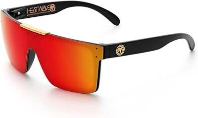#ad Polarized Rimless Shield Sunglasses Black Frame Flash Orange Mirror Lens NIB