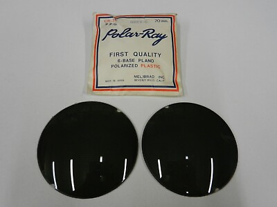 #ad Rare Vintage POLAR RAY Polarized Pair Round Gray Sunglass Lenses 70mm NOS Japan