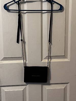 #ad Michael Kors Crossbody Black Leather Handbag Chain