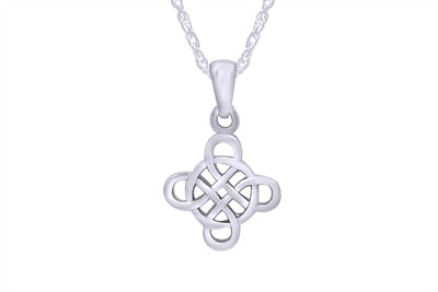#ad Celtic Knot Cross 14K White Gold Plated Pendant Necklace $138.23