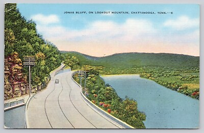 #ad Jonas Bluff Lookout Mountain Chattanooga Tennessee TN Vintage Linen Postcard