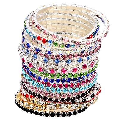 #ad 20pcs Strectable Colorful Crystal Child Girl Bracelets Charms Holiday Party Gift