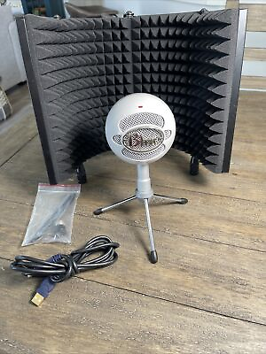 #ad Blue Snowball iCE White Microphone W Base And Cable Someone Pop Filter Sound