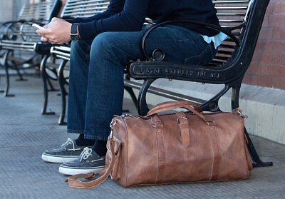 #ad Weekend Bag Leather Travel Luggage Duffel Duffle Overnight Genuine