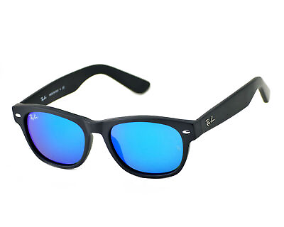 #ad Ray Ban New Wayfarer Flash Black Nylon Blue Flash Sunglasses RB2132 622 17 52