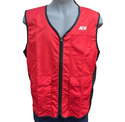 #ad New Ace Hardware Employee Work Vest Uniform Light Weight No Snag Red Size L