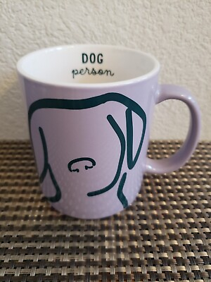 #ad NEW Room Essentials Stoneware Coffee Mug Silhouette Dog Person Teacup 14oz