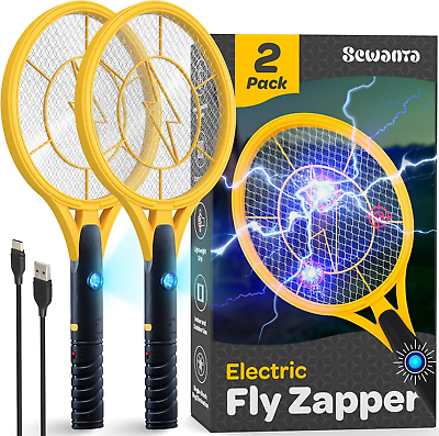 #ad Electric 4000 Volt Fly Swatter Set of 2 Handheld Bug Zapper Racket for Indo...