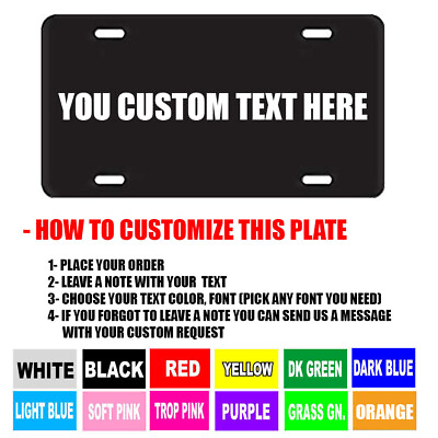 #ad BLACK PERSONALIZED CUSTOM ALUMINUM LICENSE PLATE Car Tag Your Name amp; Color