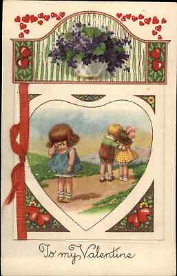 #ad Valentine Cute Kids Winsch Jason Freixas Fold Open c1910s Card