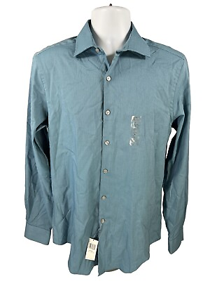#ad NEW Van Heusen Men#x27;s Blue Flex Slim Fit Button Up Shirt 34 35