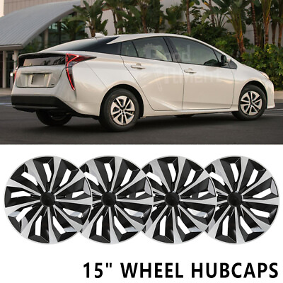 #ad Set of 4 15quot; inch Hubcaps Wheel Rim Cover Set Steel Snap On For Toyota Prius C