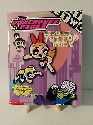 #ad 2000 Scholastic The Powerpuff Girls Paperback Tattoo Book Ruff’n’tuff