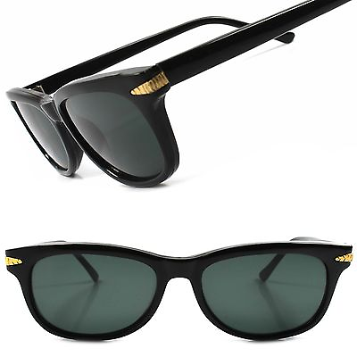 #ad True Vintage Classic 80#x27;s Style Hipster Black Horn Rimmed Mens Womens Sunglasses