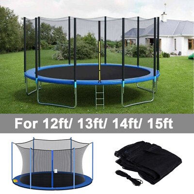 #ad Replacement Safety Net Enclosure 12 13 14 15Ft Round Trampoline With 6 8 Poles