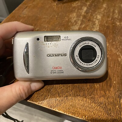 #ad Olympus Camedia D 545 Zoom Compact Digital Camera Silver 4.0MP Untested