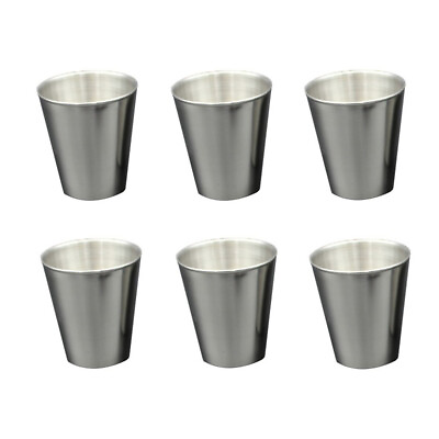 #ad 6PCS US SHIP Stainless Steel Shot Wine Glass Glasses 2 1 2 fl Ounce Set of 6 New