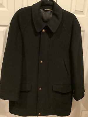 #ad Mario Valente Collezioni Uomo Firenze Italy Wool Cashmere Black Mens Coat Size50