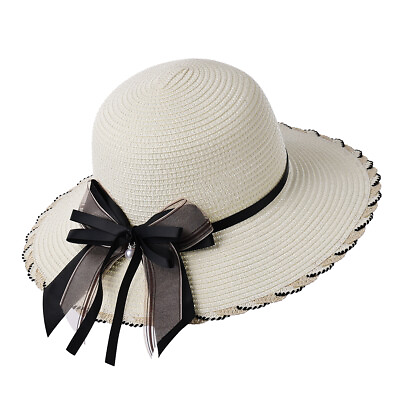#ad Summer Women Sun Hat with Bowknot Beach Party Hat Wide Brim