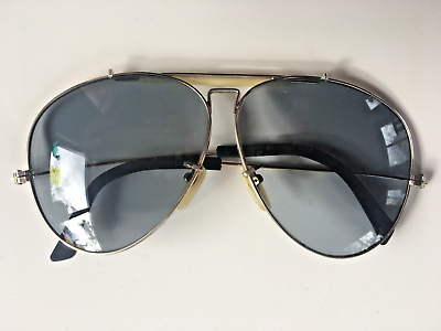 #ad Vintage BUSHNELL #755 Aviator Sunglasses Gold Frame Green Lens READ