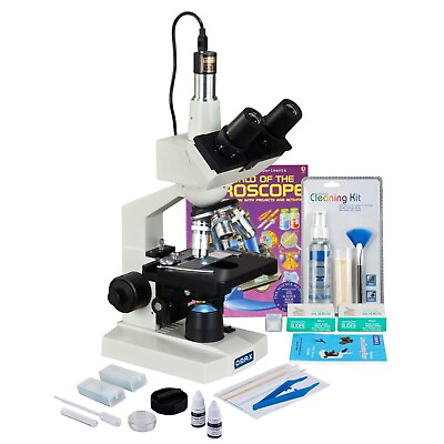 #ad OMAX 2500X Digital Microscope 5MP CameraSlide Preparation KitBookBlank Slides