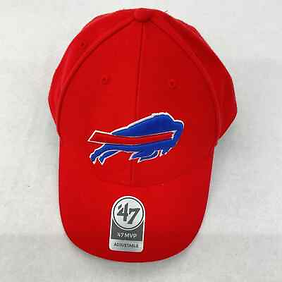 #ad VTG 47Brand NFL Red Acrylic Buffalo Bills Front Logo Adjustable Hat Men One Size