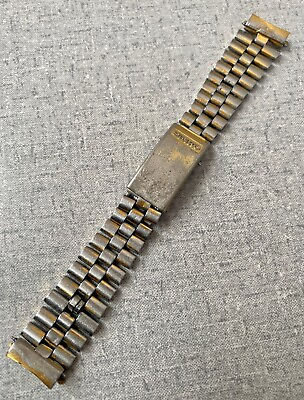 #ad Seiko Band 6138 8020 Watch ORIGINAL Bracelet Panda Gold Black Strap To Restore