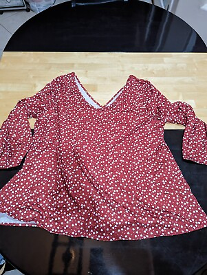 #ad Womens red white polka dot blouse $13.98