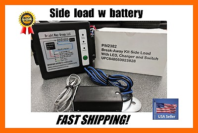 #ad Trailer Side Load Break Away kit BATTERY INCLUDED with LED Charger and switch