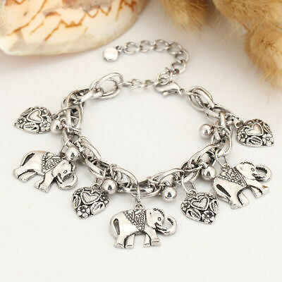 #ad Elegant 925 Sterling Silver Unique Women Fashion Charms Elephant 10quot; Bracelet