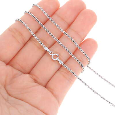 #ad 10K White Gold 1.5mm 7mm Diamond Cut Rope Italian Chain Pendant Necklace 16quot; 30quot;
