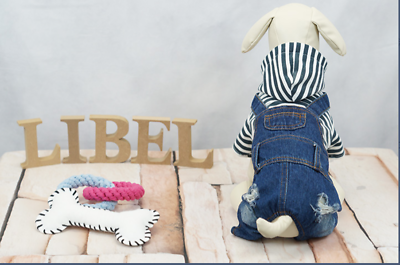 #ad Pet Puppy Dog Cat Distressed jeans overalls for Small Dog