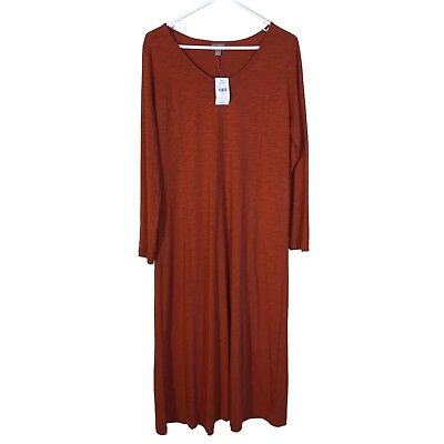 #ad J. Jill Midi Dress Long Sleeve Rust Size Medium New With Tags Cotton Modal