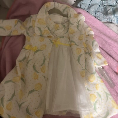 #ad nannette baby dress 2 Pc Set yellow Flower Pet Coat dress