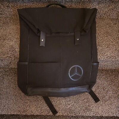 #ad Mercedes Benz Black Canvas Laptop Backpack Black with Logo