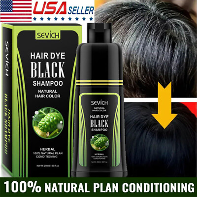#ad 250ml Natural Herbal Black Hair Color Dye Shampoo Permanent Coloring for Unisex