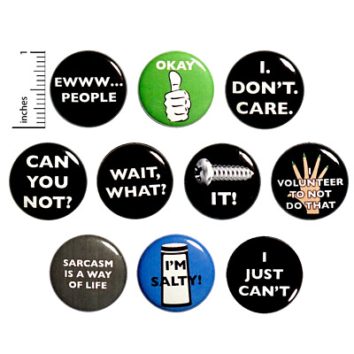 #ad Sarcastic Buttons 10 Pack Ewww People I Don#x27;t Care Lapel Pins 1 Inch 10P1 1