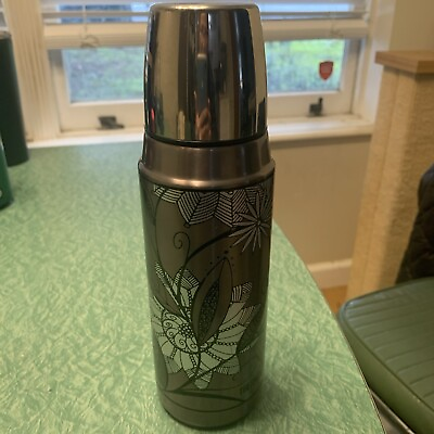 #ad Thermos® Brand Floral Metal Thermos; Beverage Hot or Cold; W Cup